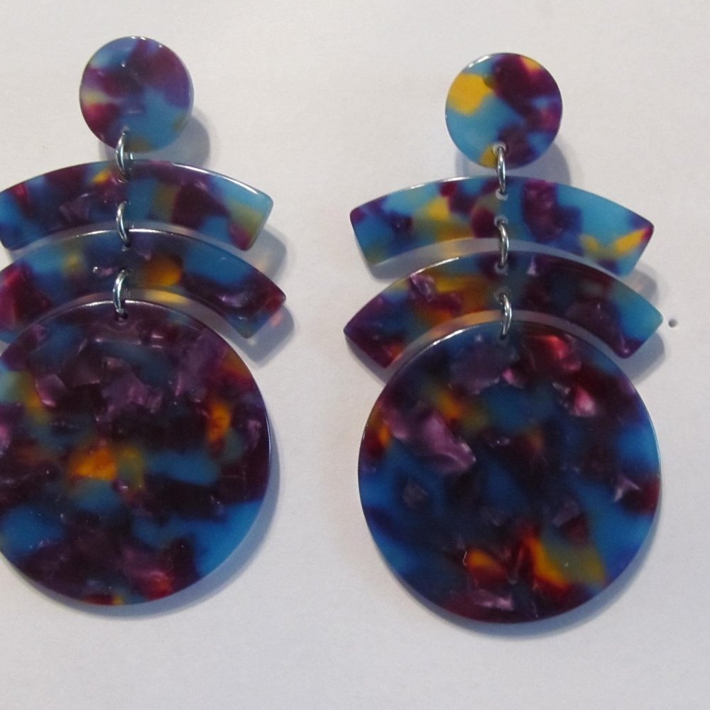 5-pairs Older Paparazzi Acrylic Earrings-multicolored